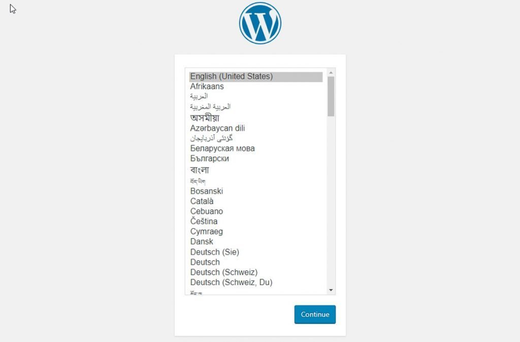 WordPress språkvalg