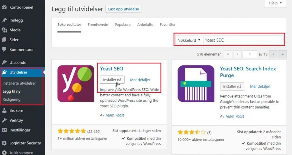 Installer Yoast SEO