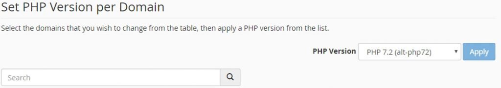 cPanel MultiPHP Manager