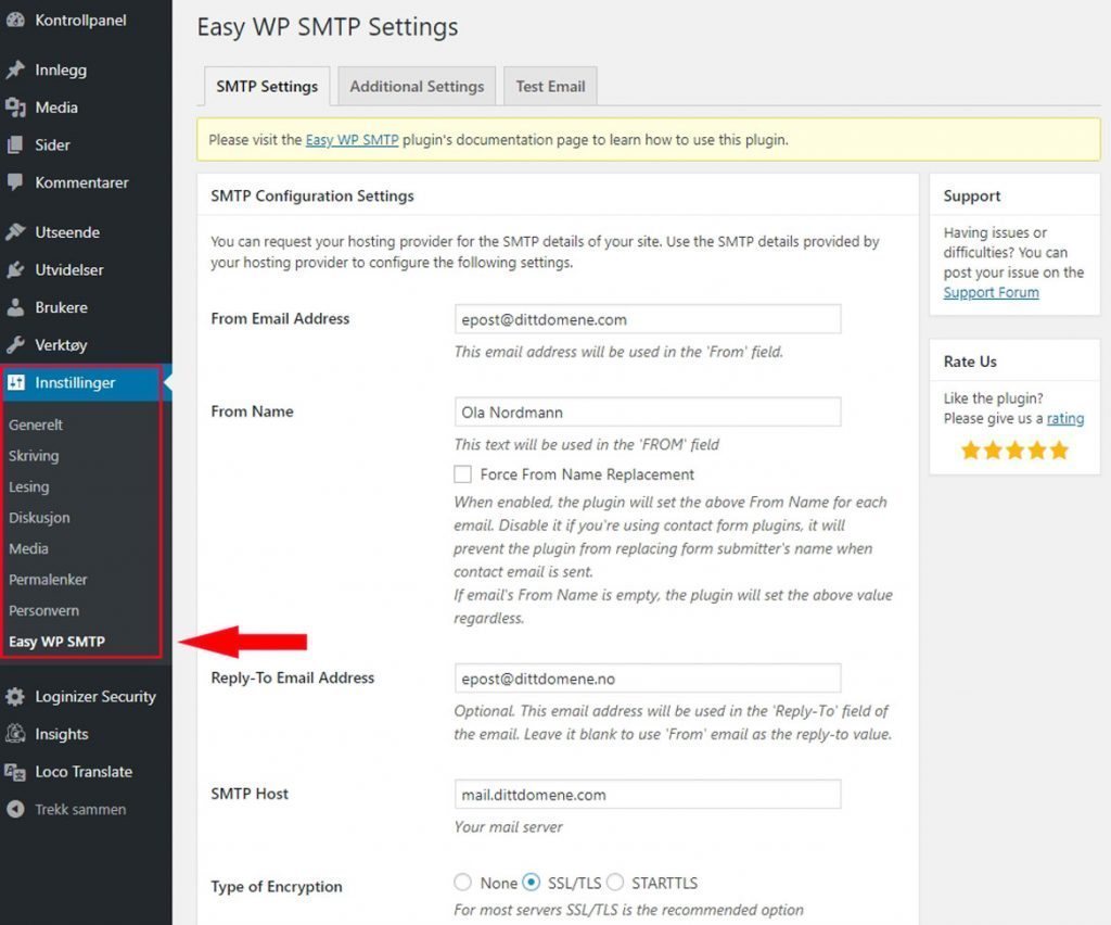 Easy WP SMTP Settings