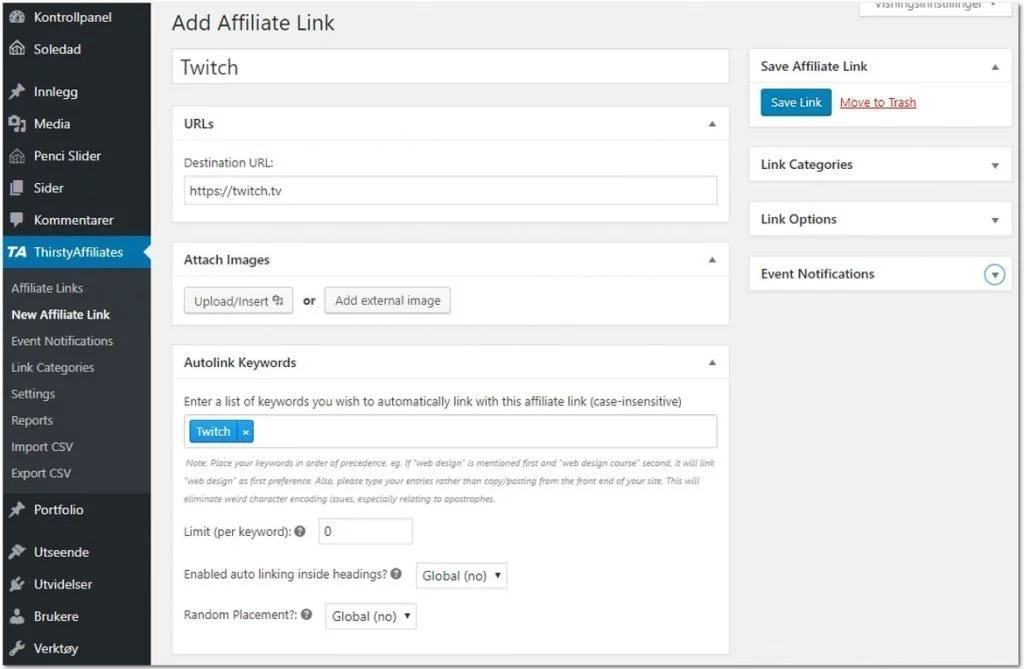 Affiliert Marketing med ThirstyAffiliates