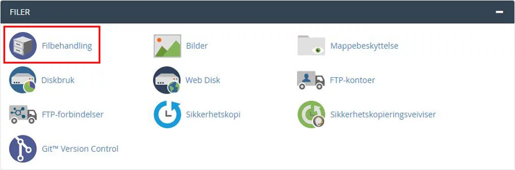 cPanel > Filbehandling