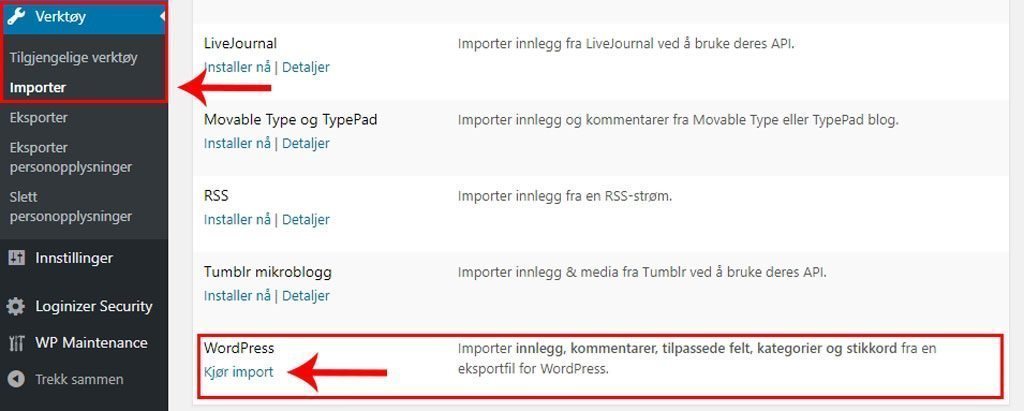 WordPress Import