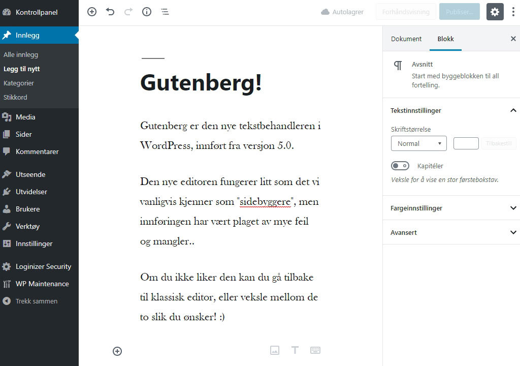 Gutenberg tekstbehandler