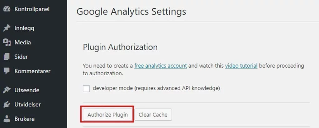 GA Dashboard for WP - Authorize Plugin