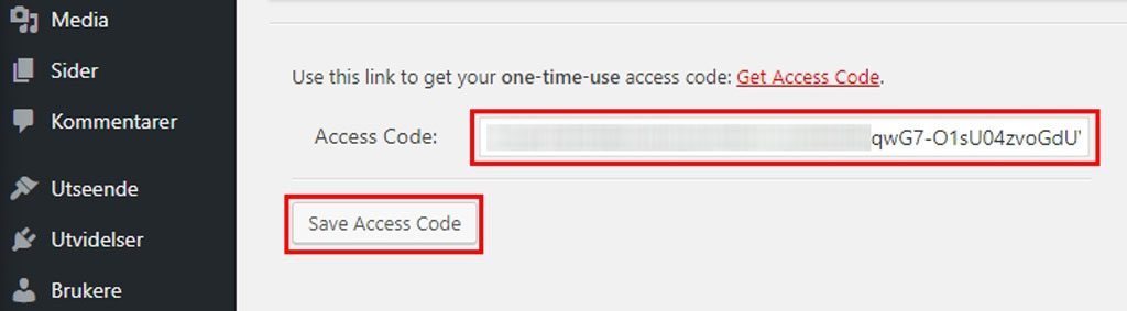GA Dashboard for WP - Save Access Code
