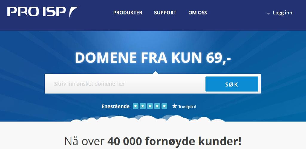 Standard webhotell med e-post fra PRO ISP