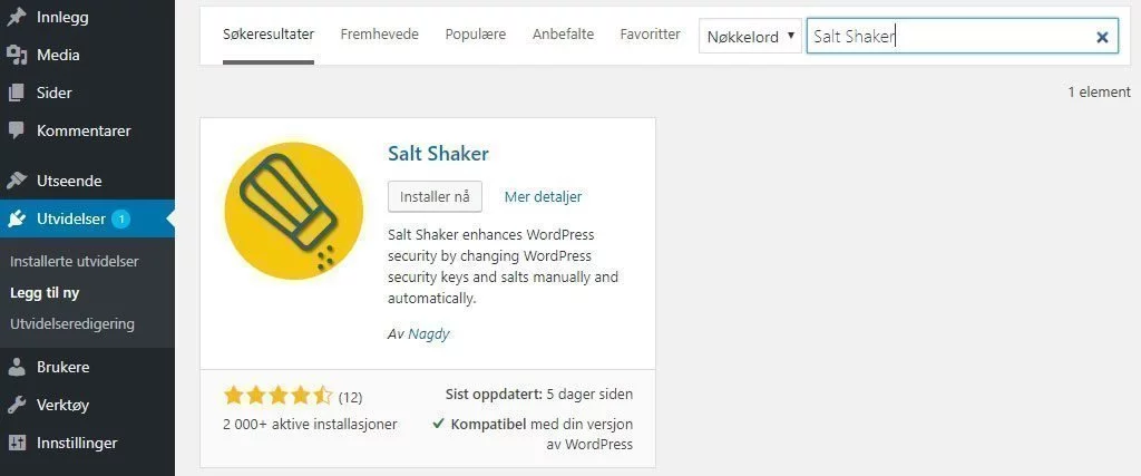 installer utvidelsen salt shaker