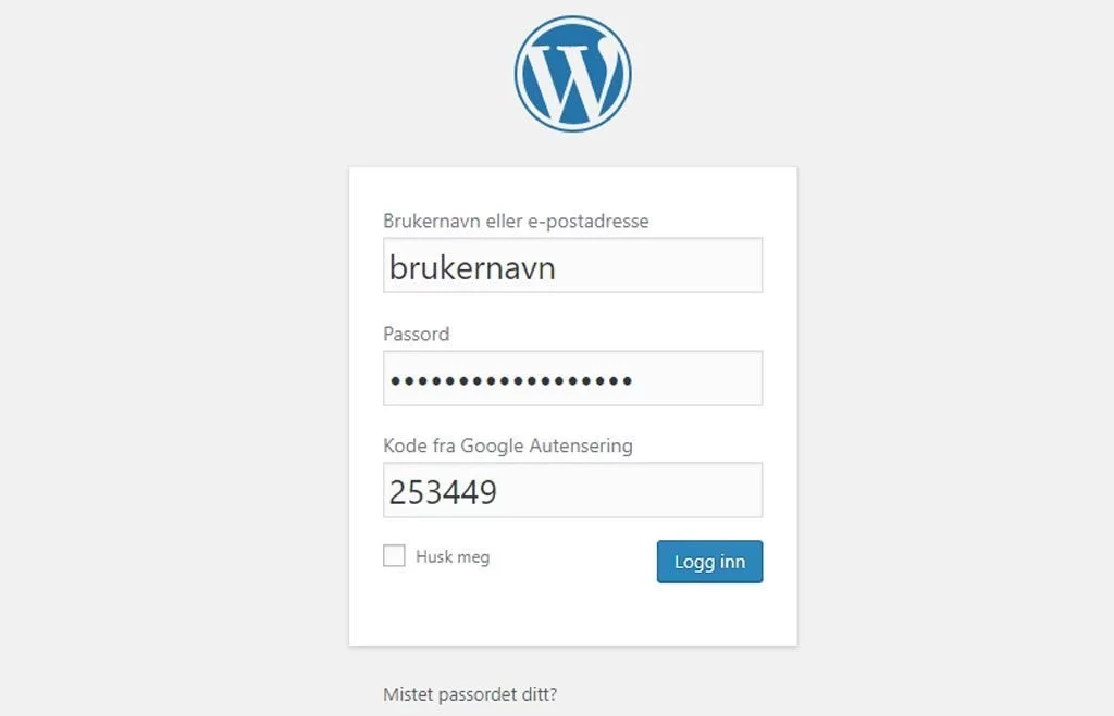 Logg inn med to-faktor autentisering for WordPress