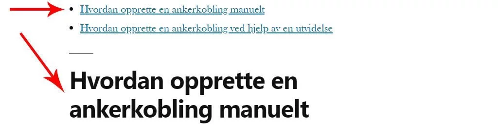 En liste bestående av ankerkoblinger