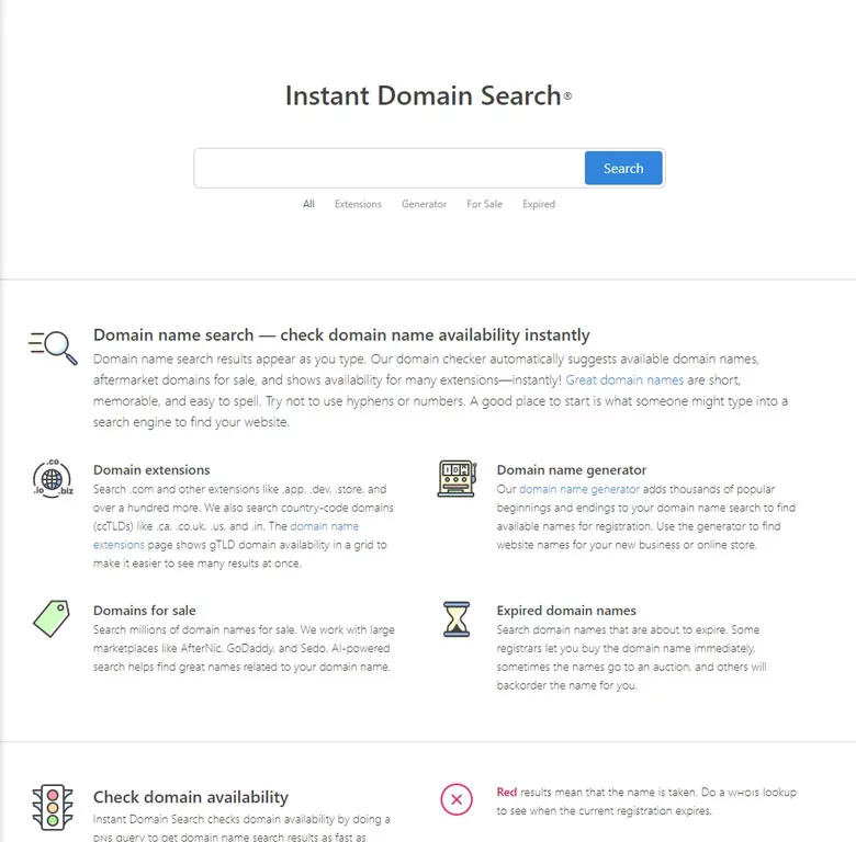 Instant Domain Search