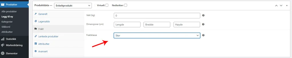 Legg et produkt til en fraktklasse i WooCommerce