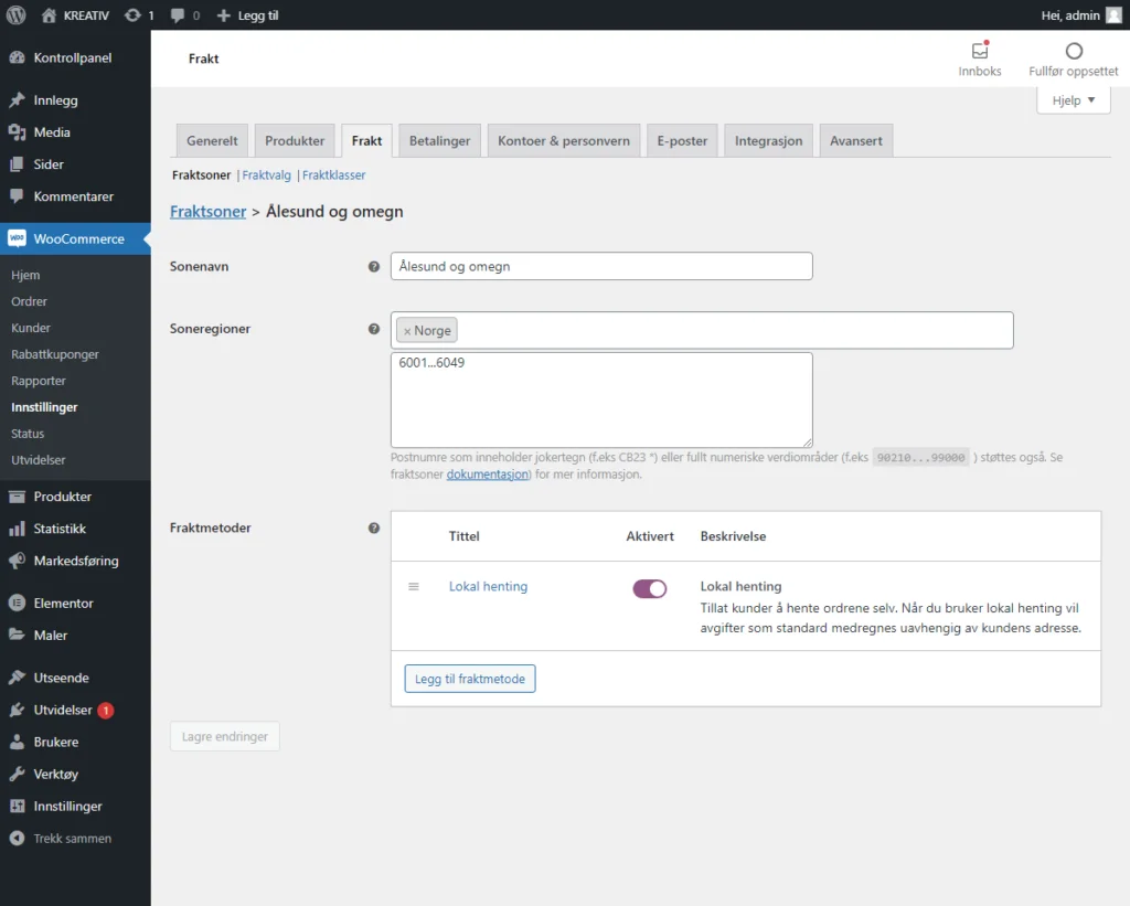 Fraktmetode klikk og hent i WooCommerce for lokale kunder